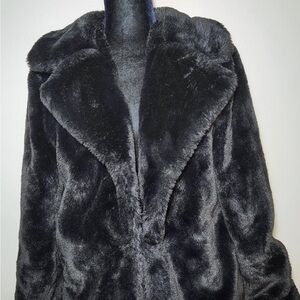 Luxurious Black Faux Fur Coat